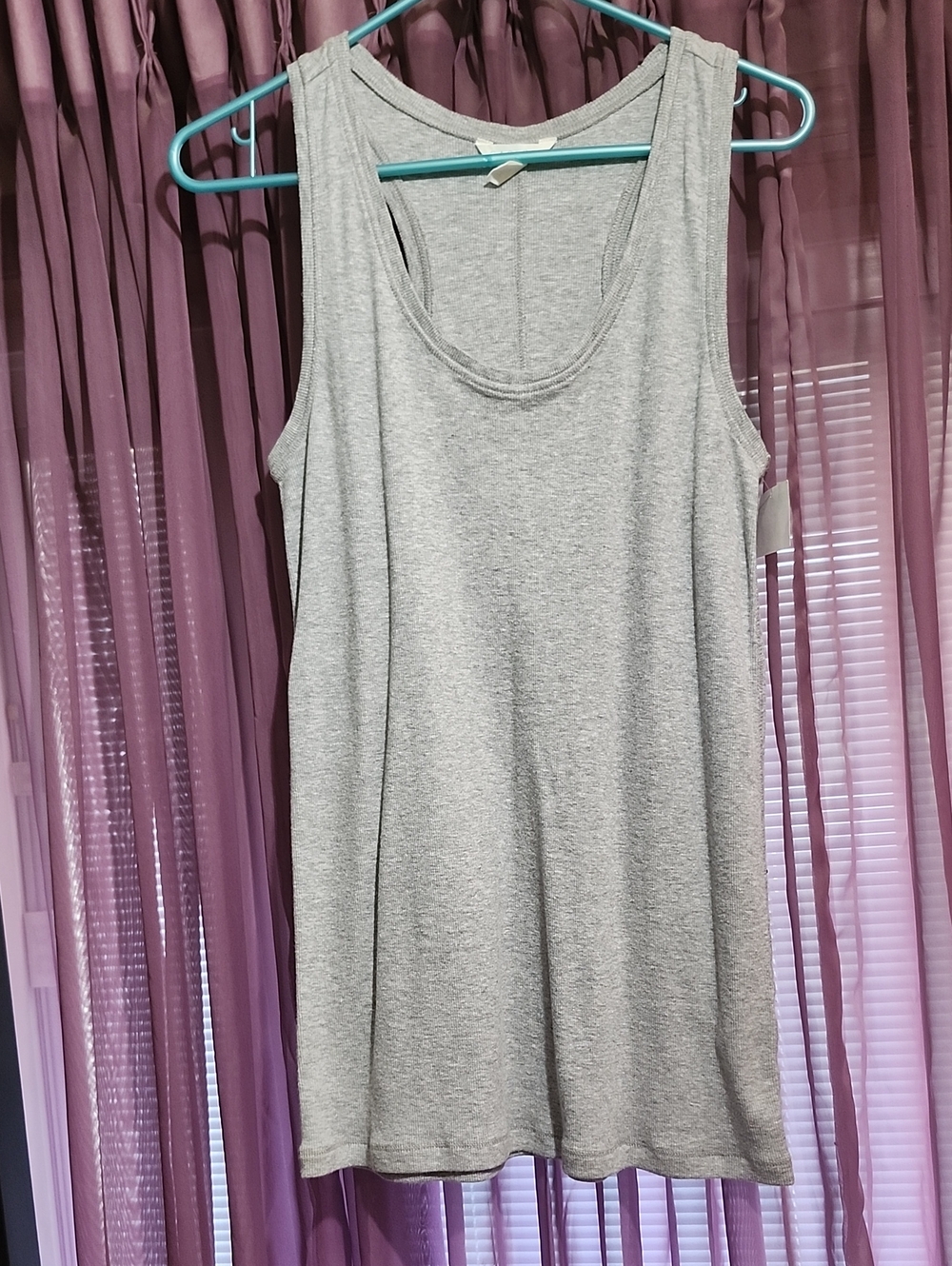 Caslon Gray Ribbed Racerback Tank Top L